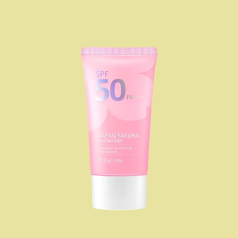 Sakura Brighten Cream Korean Sunscreen Protector Facial Solar Sun Blocker Spf50 Isolation Lotion Cream Refreshing Moisturizing