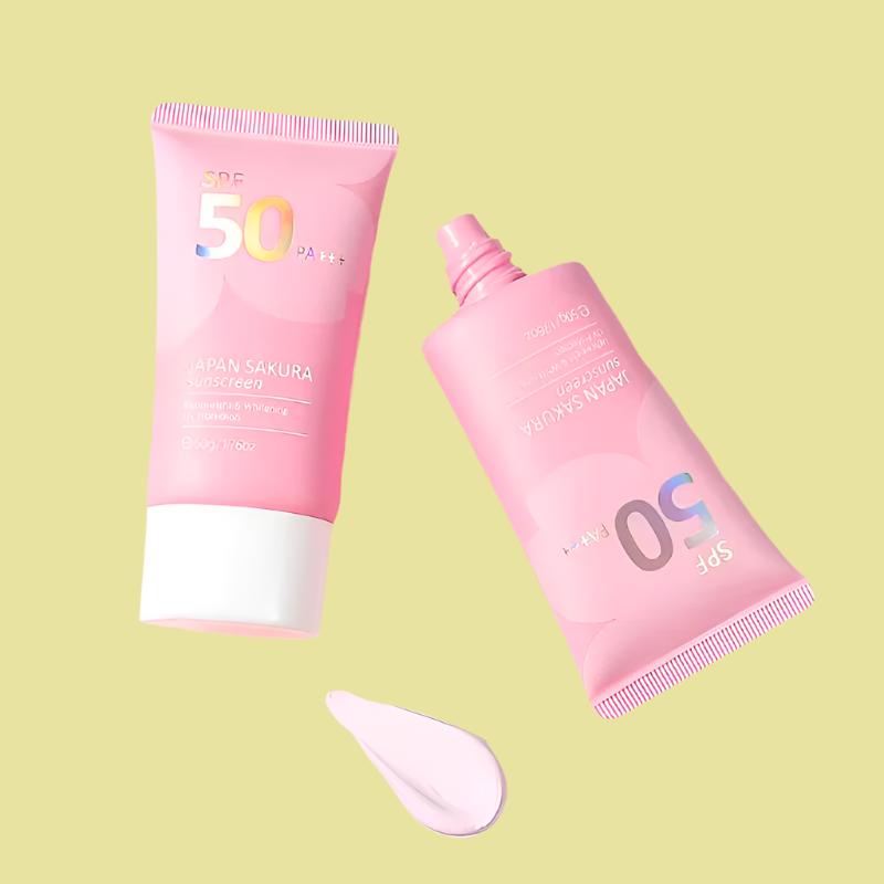 Sakura Brighten Cream Korean Sunscreen Protector Facial Solar Sun Blocker Spf50 Isolation Lotion Cream Refreshing Moisturizing